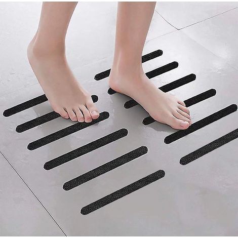 Adhesivo antideslizante transparente de color negro para baño, bañera, tira antideslizante para escaleras. (1/2)