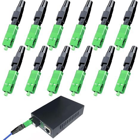 12 Pieces Fiber Optic Connector, Green, Solderless, Low Loss, For TV Cable and Video Transmission (1/5)
