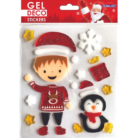 Aufkleber: Gel, Deko, Weihnachten, Kind und Pinguin