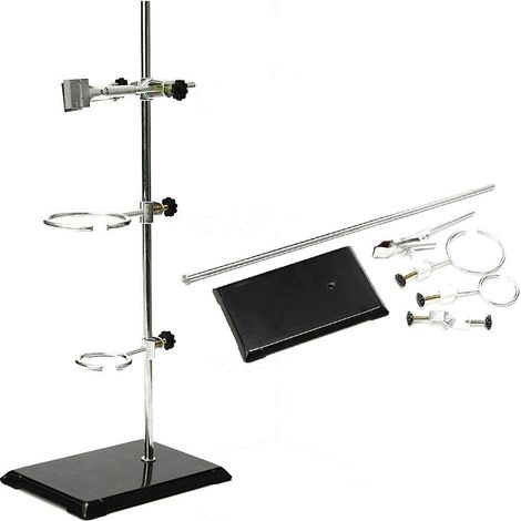 Soporte para trípode de laboratorio, 50 cm, soporte de metal para laboratorio, varilla, pinzas y manguitos para experimentos físicos