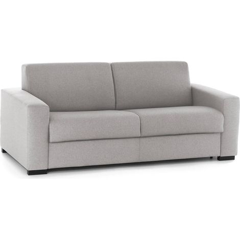 Talamo Italia Schlafsofa Alicia, 3-Sitzer-Sofa, 100% Made in Italy, Wohnzimmersofa mit drehbarer Öffnung, aus gepolstertem Stoff, mit schmalen Armlehnen, Cm 200x95h90, Grau