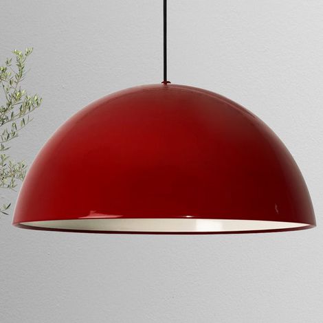 Linate Industrielle Pendelleuchte aus Handbemaltem Rot Metall – Vintage-Kronleuchter E27 Ø40 cm für Wohnzimmer, Schlafzimmer oder Esszimmer (1/4)