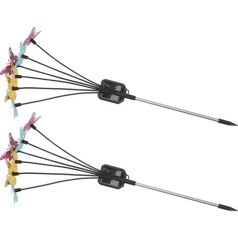 Lot de 2 lampes solaires à piquer pour jardin, aménagement paysager extérieur, étanches IP65 (1/5)
