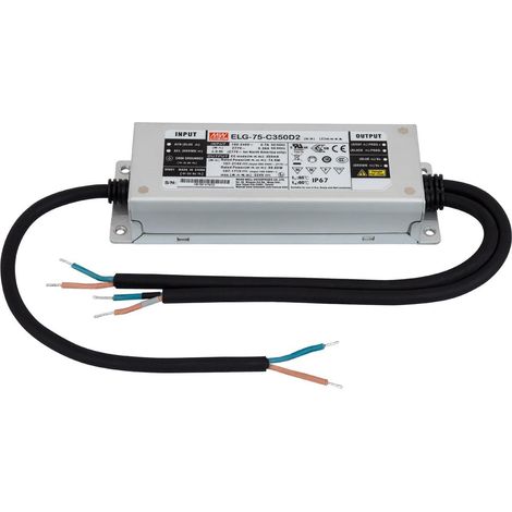 Treiber Mean WELL ELG-75-C350-D2  IP67 Dimmbar Programmierbar 107-214V DC 75W 75 W