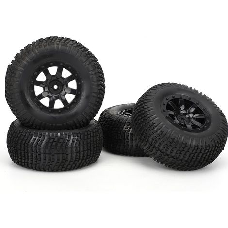 4 pneus en caoutchouc pour jantes RC 1:10, jeu de pneus de camion de course courte, accessoires de voiture (1/5)