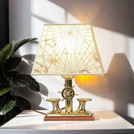 Tischlampe Messing Papier Maritim dekorativ E27 Büro Arbeitszimmer