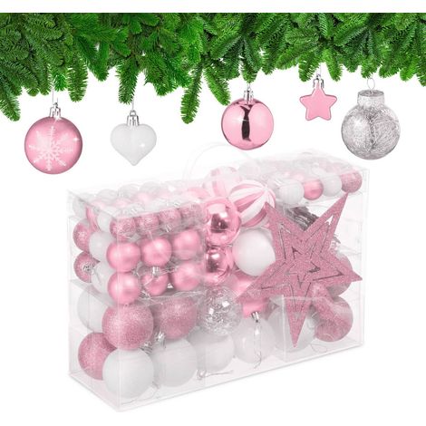 Juego de adornos navideños, 101 piezas - Bolas de plástico