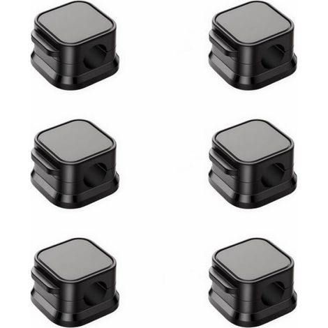 Organisateurs câbles magnétiques - 6 pièces, 22x22x14.6mm, adhésifs - Noir - Convient pour bureau, HDMI, alimentation Étiquette (1/5)