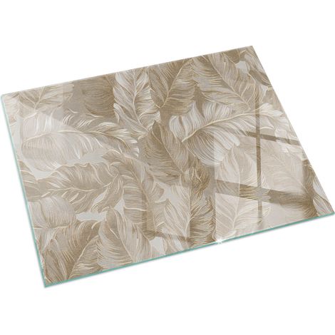 Kaminofen Glasplatte Funkenschutz Kaminplatte Kaminglas Ofenglas gehärtetem Glas mit Motiv Blätter in dezenten Mustern 120x80 cm