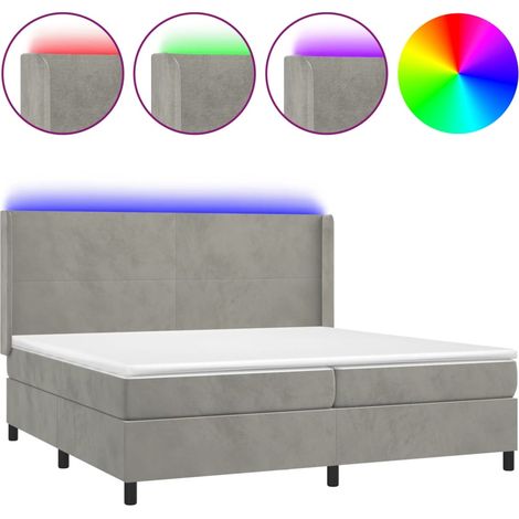 Maison Exclusive - Letto a Molle Materasso e LED Grigio Chiaro 200x200 cm Velluto (1/5)