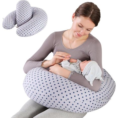 Almohada 2 en 1 para embarazo y lactancia, almohada para dormir de lado, soporte para cadera, piernas y espalda, almohada multifuncional para lactancia, funda de algodón extraíble
