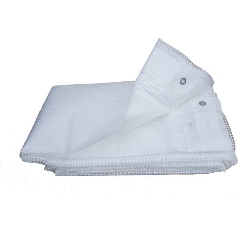Maillestore – Bâche de protection armée translucide 200gr/m² – Dimensions 4m x 5m – Résistante aux intempéries – Applications temporaires