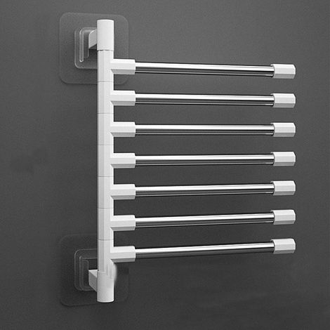 Wall-mounted towel rack with suction cups, 180° swivel, with 7 bars for bathroom (1/5)