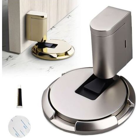Cale Porte Bloc Porte, Butee de Porte Stop Porte, Magnétique en Métal Butée de Porte, Butee de Porte Magnetique Arrêt de Porte en Métal, loquet de porte magnétique pour maison,Brossé (1/5)