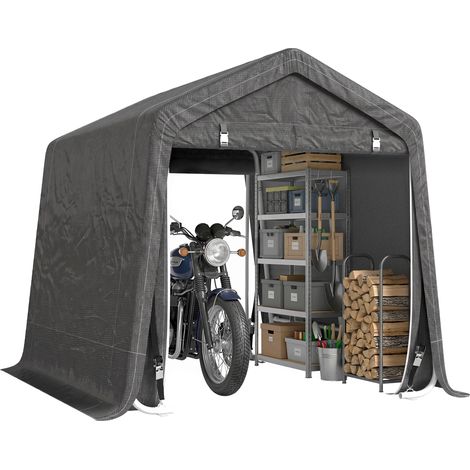 Tente de Garage en Métal et Tissu PE pour Voiture, Moto et Outils, Dimensions 280x240x240 cm, Couleur Grise (1/5)