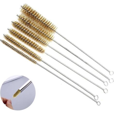 Lot de 6 Brosses de Nettoyage en Laiton pour Tube de Tuyau, Brosses à Tube en Laiton avec Manche Long 8 mm/10 mm/12mm/15 mm/20mm/25mm Brosse de Nettoyage pour Tube de Tuyau Cylindre Chaudière (1/4)