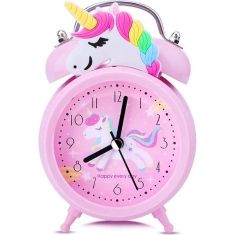 Réveil enfant licorne avec lumière de nuit, horloge silencieuse de chevet (1/5)