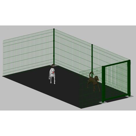 Modulo Aggiuntivo cm 200x400x142h per Recinto-Box Modulare per Cani in Ferro Zincato e Verniciato Verde-con Pali a Tassellare (1/2)