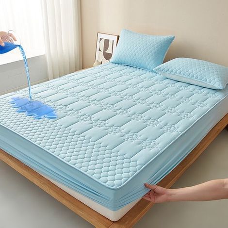 Coprimaterasso + 2 federe, strato in TPU per un utilizzo impermeabile e traspirante, per materassi fino a 28 cm di spessore, motivo a rombi (1/5)