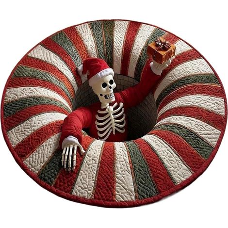 Tapis 3D Illusion d'Optique Squelette pour Décoration D'Intérieur 3D Moquette Ronde Douce à Motifs Fantômes Pour Cuisine Entrée Intérieur Salle De Bain Chambre Hiver Style Ferme (1/5)