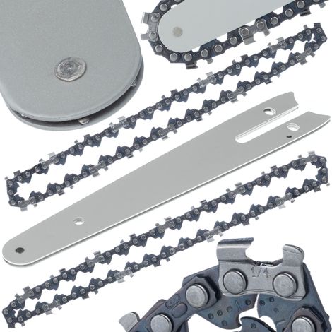 Pieza de Repuesto para Sierra Electrica 6" – Guia y 2x Cadena  Acero Alta Calidad  Para Jardin (1/5)
