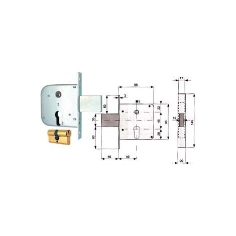 SERRATURA INFILARE CANCELLI CATENACCIO E SCR. + QUADRO CIL. SAG. 133- - mm.50 (133 50 0) - 2 pezzi MG