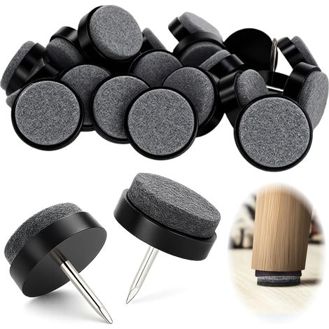 24PCS Patins en Feutre pour Meubles Ø22mm, Patin Meuble à Clouer en Feutre Épais 4mm, Tampon Chaise Antidérapant, Protège Pied de Chaise Bois, Protection Sols Parquet, Patins pour Meubles