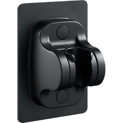 Black aluminum and non-perforated ABS shower tray, adjustable universal shower head holder, bathroom fitting. (1/2)