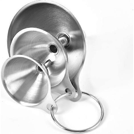 Entonnoir en acier inoxydable (argenté), ensemble de 3 mini-entonnoirs en acier inoxydable, entonnoir de cuisine en acier inoxydable avec poignée et passoire amovible pour le transfert de liquides (1/5)