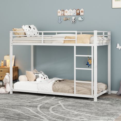 Bett Etagenbett platzsparend 90x200 Metall Weiß OKMYHOME