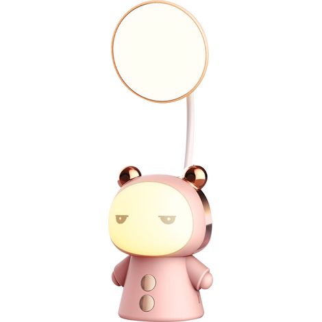 Lampe de bureau LED de dessin animé, créative, Rechargeable par USB, Protection des yeux, apprentissage, lecture, livre, veilleuse pour enfants, rose