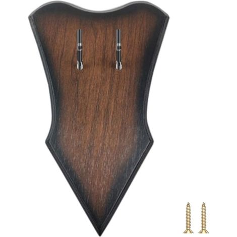 Wall Sword Plate, Adjustable Wooden Sword Holder with Hooks and Screws for Bow, Medieval Sword, Dagger, Axe (Sword Not Included) (1/5)