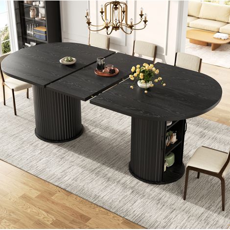 Tavolo da pranzo estensibile 150-190 x 80 x 75 cm con vano nascosto, nero DESVIAE (1/5)