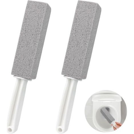 Lot de 2 Pierre Ponce de Nettoyage avec Manche Long en Plastique antidérapant pour Toilettes, Cuisine, Salle de Bain, Piscine et ménage de la Maison (1/4)