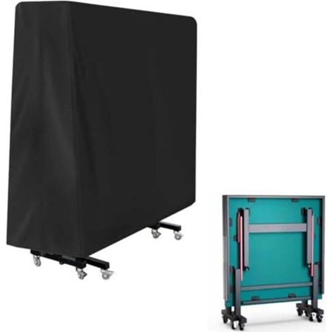 165×70×185cm Housse Table Ping Pong Exterieur, Oxford Bache Table Ping Pong Imperméable, Résistant aux Déchirures, Résistant aux UV, Coupe Vent, pour Extérieur et Intérieur, Noir (1/4)