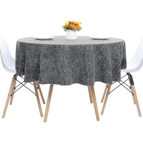 Runde Tischdecke Baumwolle-Leinen Struktur Dunkelgrau 120 cm