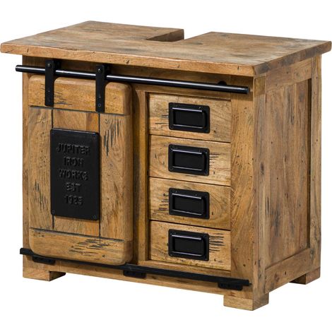 Meuble de salle de bain 70x40 Manguier laqué Bois naturel RAILWAY 182