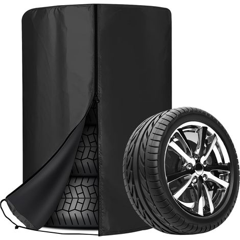 Housse de pneu universelle, 80 x 120 cm Housse de pneu de voiture, housse de protection étanche à la poussière pour pneus de voiture, sacs de pneus universels avec fermeture éclair pour 4 pneus - Noir (1/5)
