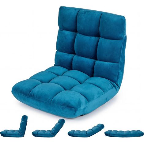 COSTWAY Sedia Cuscino Pavimento Terra Imbottita Spugna Schiuma Schienale Regolabile Pieghevole Reclinabile Supporto Velluto Soggiono Salotto Camera Letto Inte (1/5)