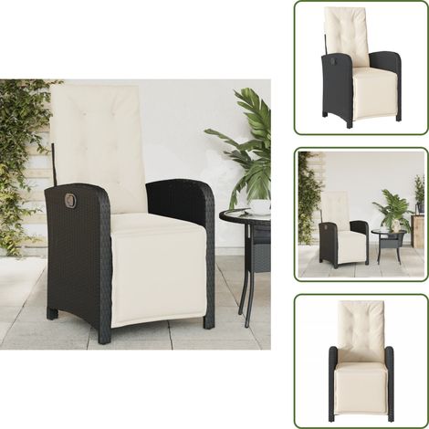 Chaise de jardin avec coussin - vidaXL Chaise inclinable de jardin et repose-pied noir résine tressée - Chaise de jardin en résine tressée (1/5)