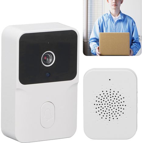 Sonnette vidéo intelligente M8, interphone vidéo sans fil pour la surveillance à distance de votre domicile, capture vidéo HD 480p, vision nocturne, angle de vision de 85°, compatible avec l'applicati (1/5)