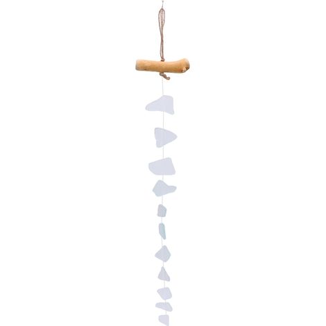Carillon éolien unique, fabriqué à la main, en verre de mer et bois flotté, pour décoration intérieure et extérieure. Cadeau B (1/5)