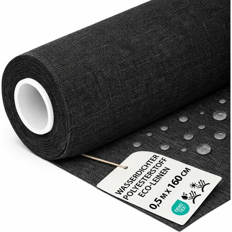 Tissu imperméable au metre 0,5 M x 160cm - Tissus résistant à l'eau pour extérieur idéal pour meubles coussins housses d'extérieur accessoires de jardin et projets Graphite aspect lin (1/5)