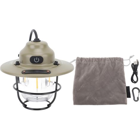Torcia da campeggio a LED impermeabile da 1200 mAh 2,0 W con regolazione continua dell'intensità luminosa, stile vintage, ricaricabile, ideale per escursionismo e pesca (verde). (1/5)