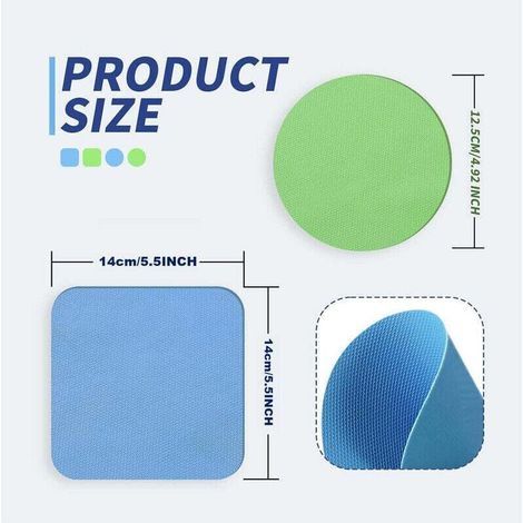 Quatre tapis antidérapants pour verres, un ouvre-gobelet multifonctionnel en caoutchouc, des dessous de verre isolants pour la cuisine (bleu clair, vert) (1/3)