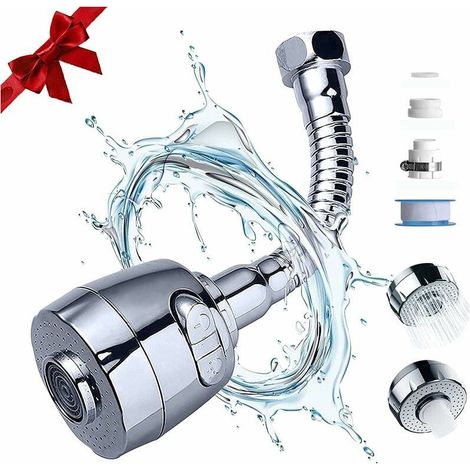 Rallonge de robinet universelle pivotante à 360° résistante aux éclaboussures avec tuyau avec bec de robinet flexible à 3 modes, plastique ABS chromé (1/5)