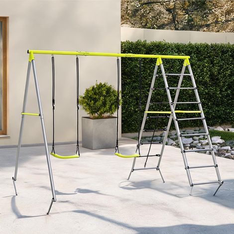 Portique de balançoire en métal PE 260 x 185 x 180 cm (1/5)