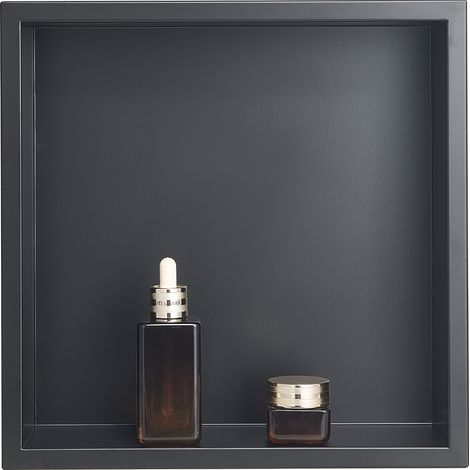 VEVOR Niche Douche Encastrable, 10x33x33 cm, Niche Murale en Acier Inoxydable, Etagere de Salle de Bain Moderne Etanche, Facile a Nettoyer, pour Stockage Savon Shampoing Douche Salle de Bains, Noir