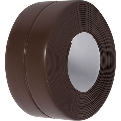Bande D'étanchéité Auto-adhésive - PVC Flexible Plissé - Pour Joint Baignoire Évier Lavabo Cuisinière Mur - 38 mm x 3,2 m - Marron (1/5)