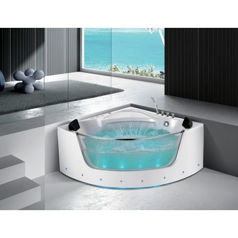 Vasca idromassaggio semicircolare vetro frontale riscaldatore full optional 150x150cm Sicorage Lopia
